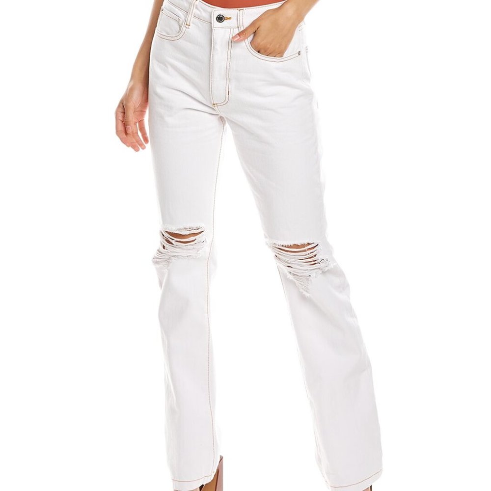 WeWoreWhat Icon Jean Stretch Twill Denim  Classic Zic White Jeans